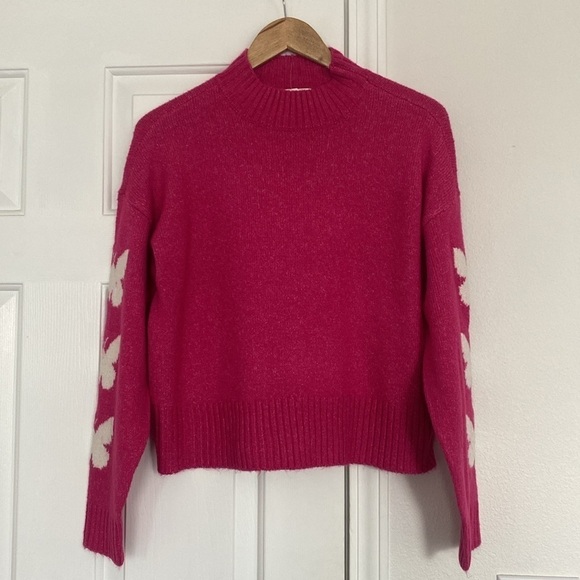 Ultra Flirt NWT hot pink mock neck sweater with butterfly design. - Picture 9 of 11